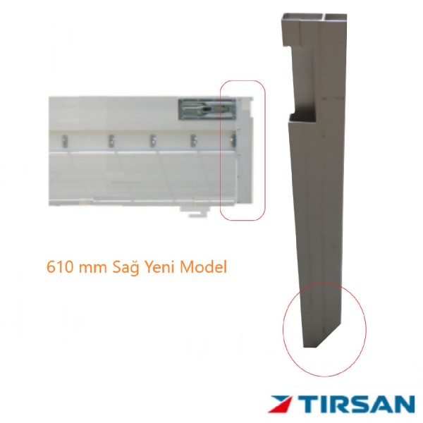 Tırsan Alüminyum Kapak Kilit Profil Sağ 610 Mm Yeni Model  -Kg00382