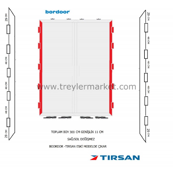 Bordoor Tırsan Dorse Arka Kapı Sağ-Sol Profil 5 Menteşeli 11 Cm -Br-Ak09601