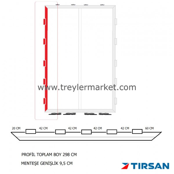 Tırsan Panel Dorse Arka Kapı Sol Profil 5 Menteşeli -Gg05429-42