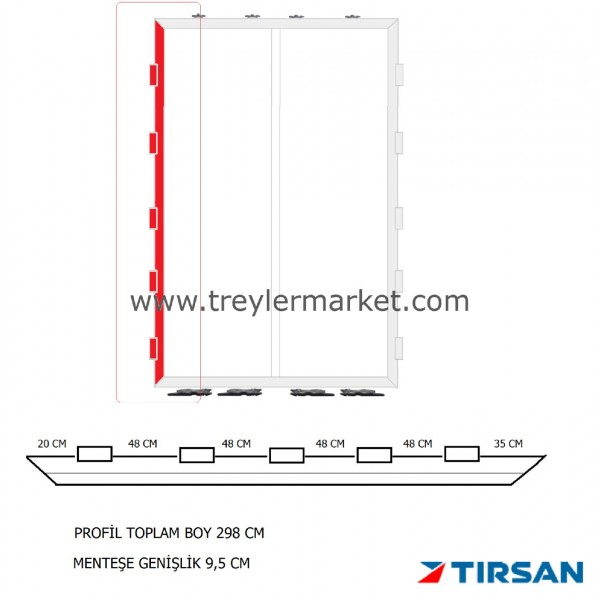 Tırsan Panel Dorse Arka Kapı Sol Profil 5 Menteşeli -Gg05429-48