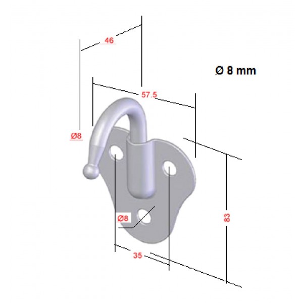 Kanca Saçlı 8 Mm Galvaniz-3010005