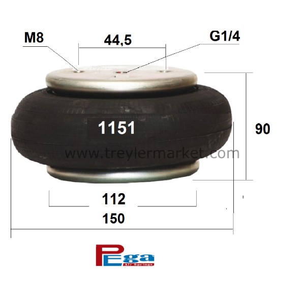 Tek Katlı Süspansiyon Kaldırma Körük 152 Mm Çap-P30.1151.P01