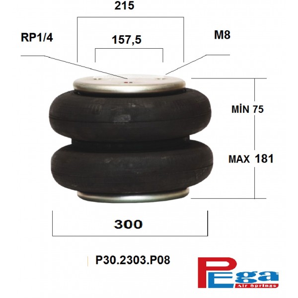 İki Katlı Süspansiyon Kaldırma Körük Lastikı  Körük-P30.2303.P08